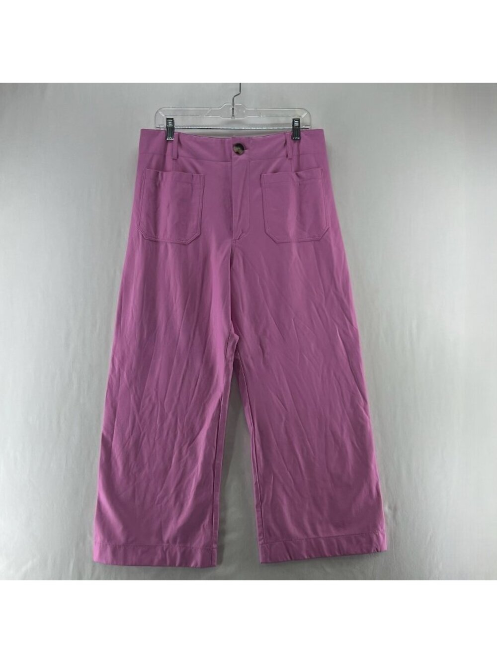 Maeve The Colette Crop Wide Leg Pants Womens 32 Faux Leather High Waisted Pink